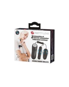 Pretty Love Double Vibro Bullets w/Electrostim - Black
