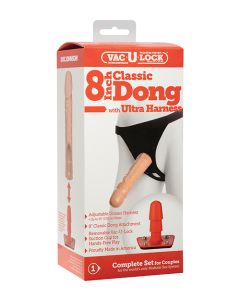 Ultra Harness 2 Set w/8" Dong & Powder - Flesh