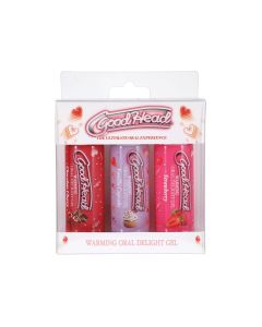GoodHead Warming Oral Delight Gel Pack - 2 oz Strawberry/Vanilla Cupcake/Chocolate Cherry