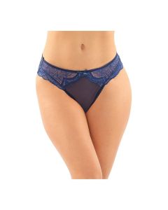 Cassia Crotchless Lace & Mesh Panty Navy L/XL