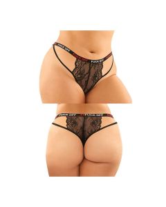 Vibes Buddy Fuck Off Caged Lace Panty & Micro Thong Black QN