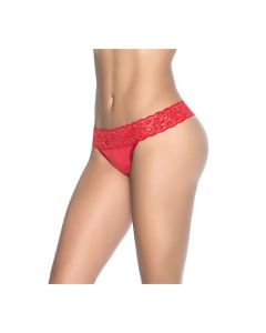 Lace Trim Thong Red