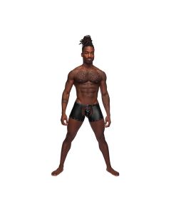 Fetish Poseidon Nylon Spandex Tear Off Cup Thong Short Black S/M