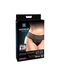 Hookup Panties Crotchless Love Garter Black XL-XXL