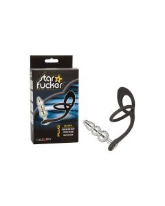 Star Fucker Beaded Gem Plug w/Silicone Enhancer - Black