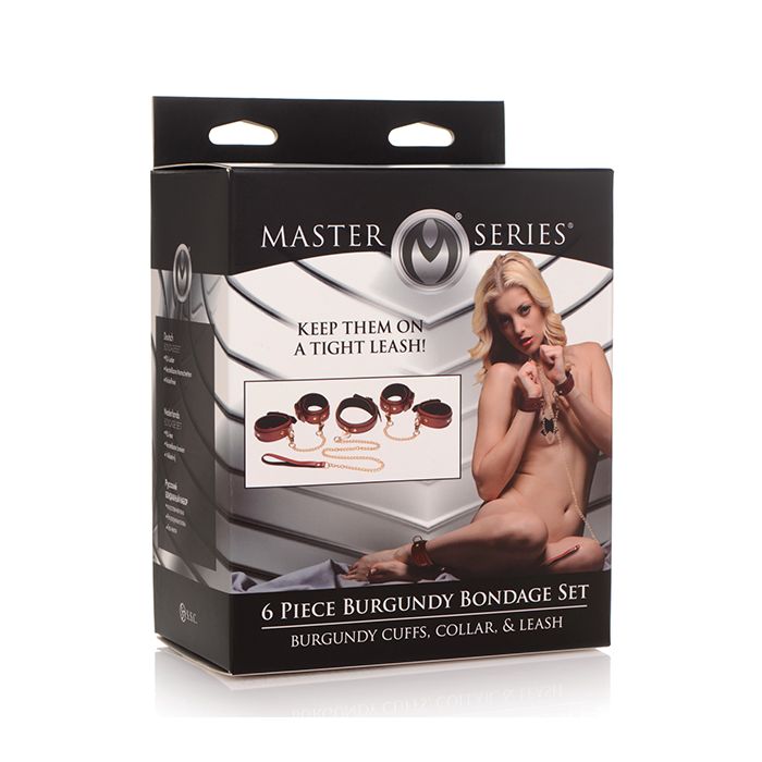 Master Series 6 pc Bondage Set - Burgundy